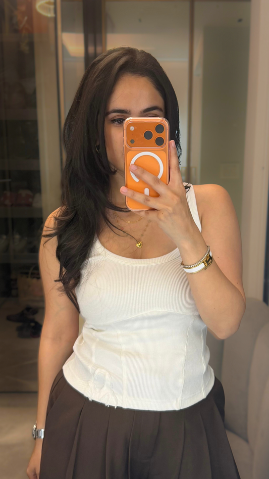 040 Corset Tank Off-White Monochrome