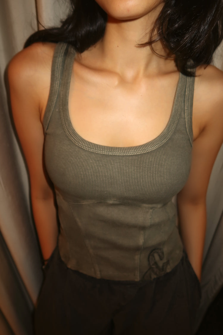 040 Corset Tank Dirty Olive