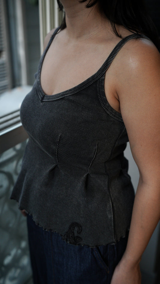 143 Peplum Corset Cami Noir