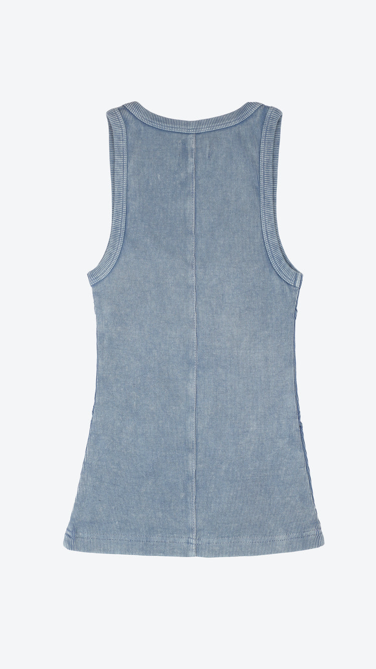 Blue tank top on a white background