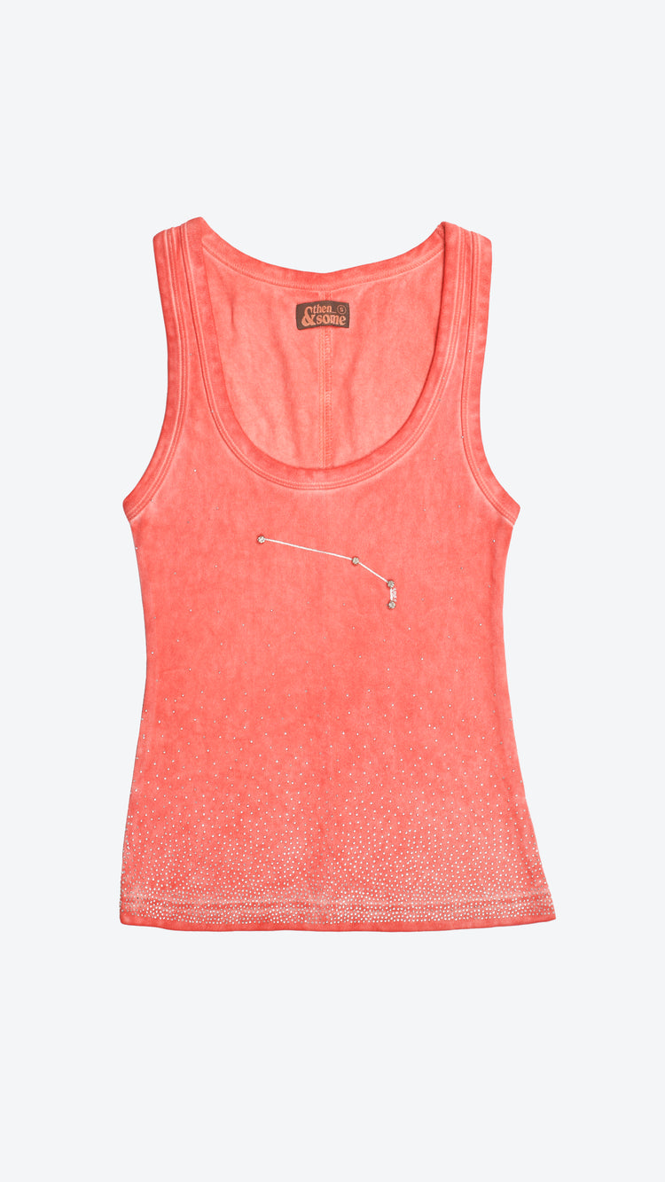 Pink tank top with an Aries constellation on a white background