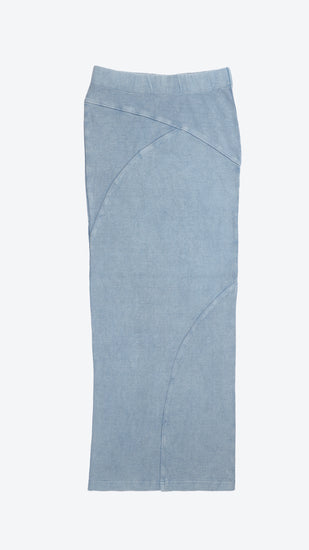 Light blue maxi skirt on a white background