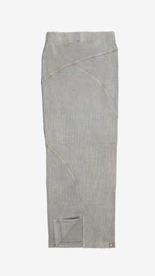 Gray skirt with a scupted seams on a white background