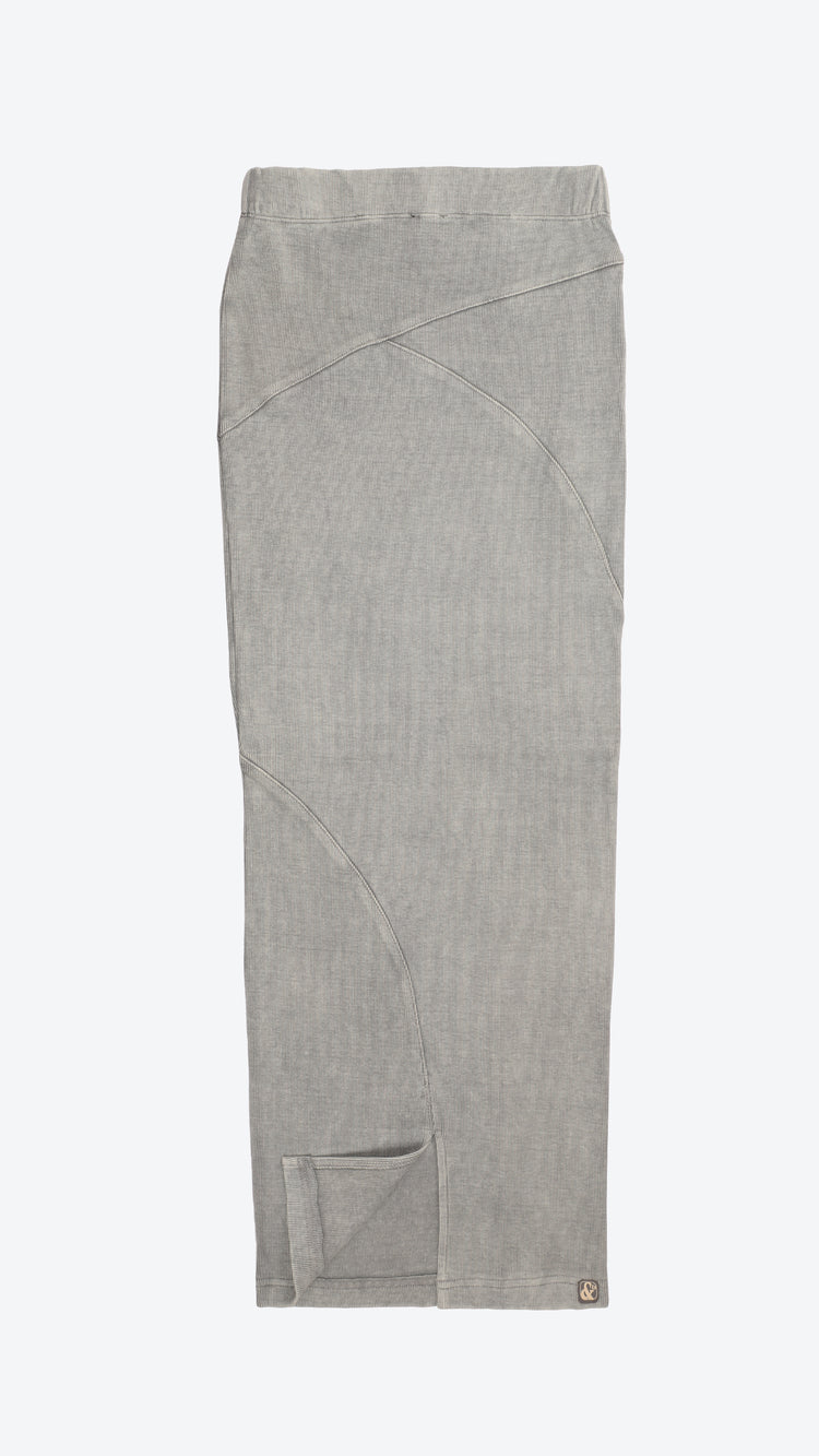 Gray skirt with a scupted seams on a white background