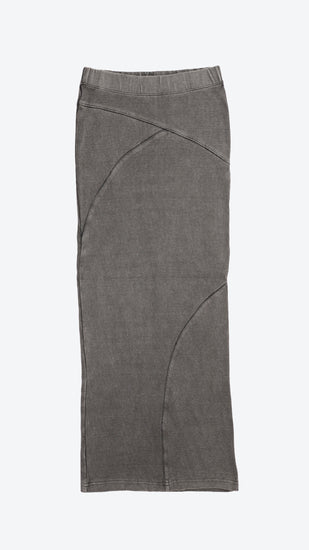 Dark grey pencil maxi skirt on a white background