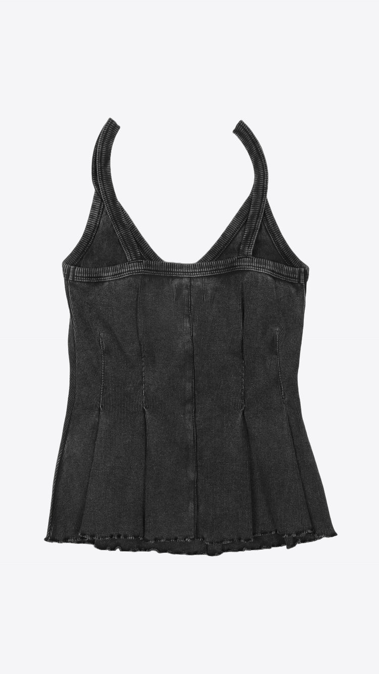 143 Peplum Corset Cami Noir