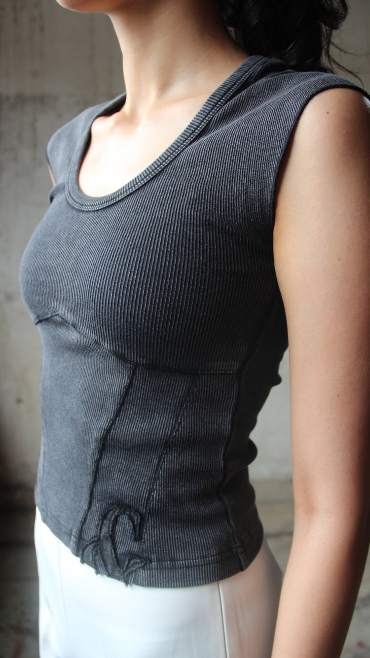 040 Studio High Corset Tank Noir