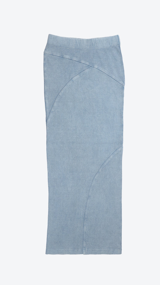 Light blue maxi skirt on a white background