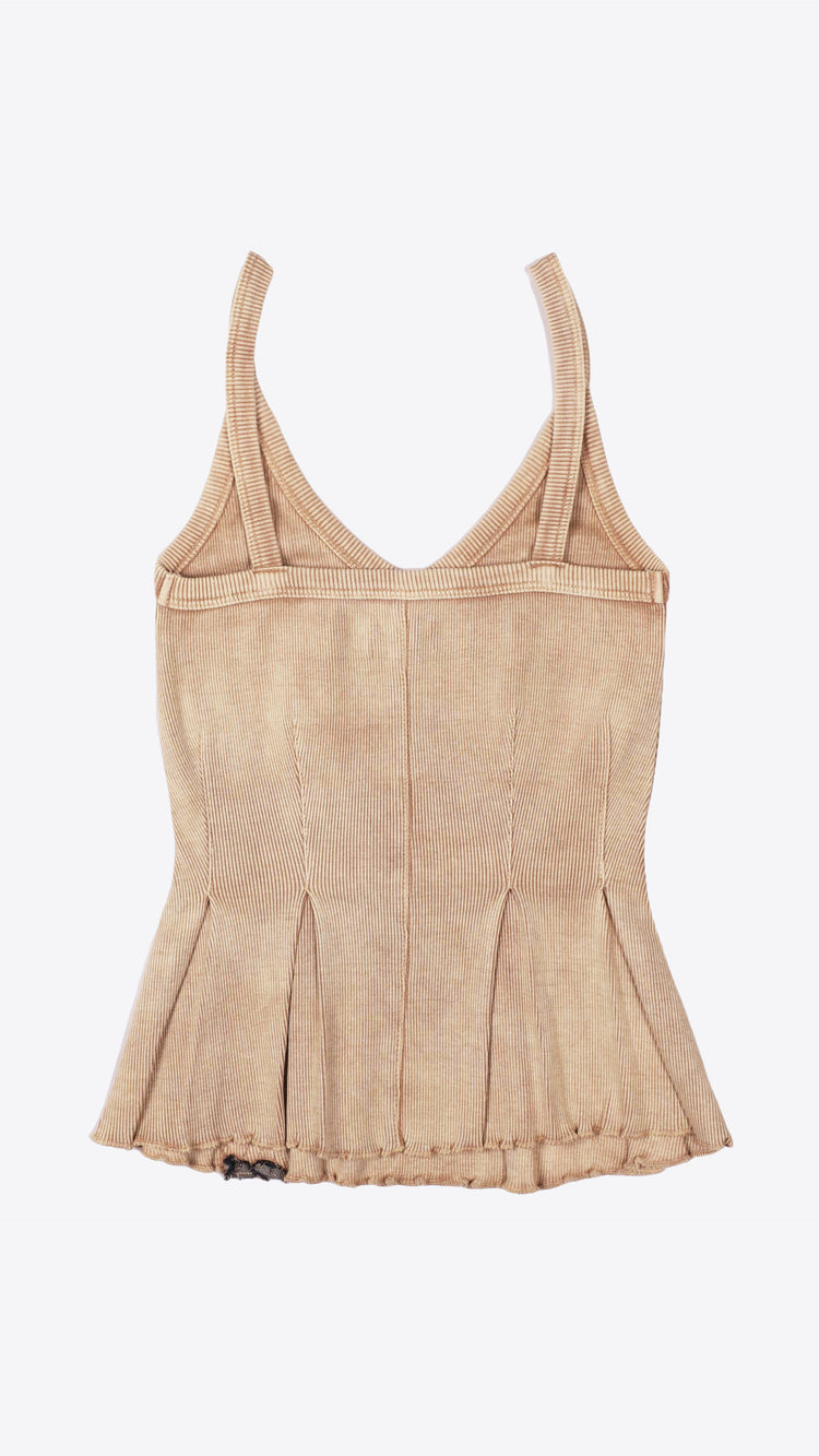 143 Peplum Corset Cami Sand