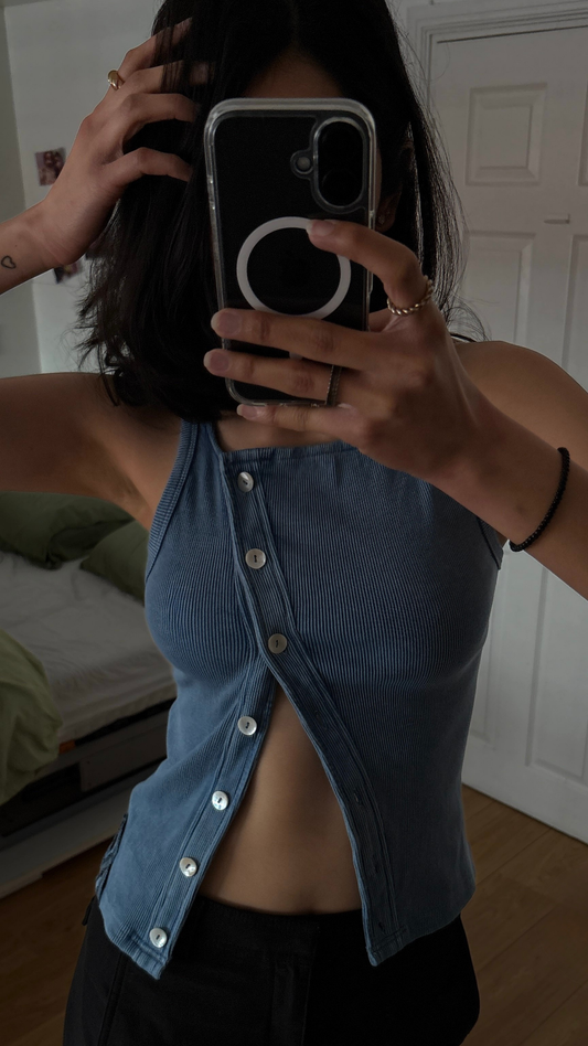 169 Closure Tank Denim Blue