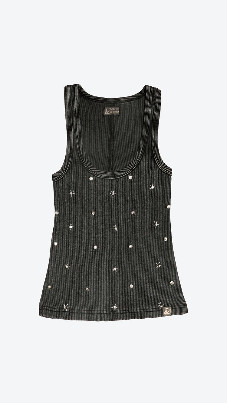 002 Rhinestone Tank Noir